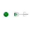 Angara Vintage Style Round Emerald Solitaire Stud Earrings In Platinum/rich Green