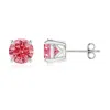 Angara Vintage Style Round Lab-grown Fancy Intense Pink Diamond Solitaire Stud Earrings