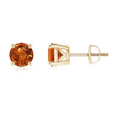 Angara Vintage Style Round Orange Sapphire Solitaire Stud Earrings In Gold