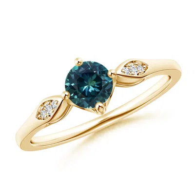 Angara Vintage Style Round Teal Montana Sapphire Solitaire Ring In Gold