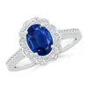 Angara Vintage Style Sapphire & Diamond Scalloped Halo Ring