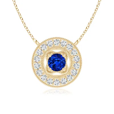 Angara Vintage Style Sapphire Halo Pendant With Milgrain Detailing In Gold