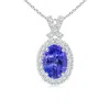 Angara Vintage Style Tanzanite Pendant With Diamond Halo