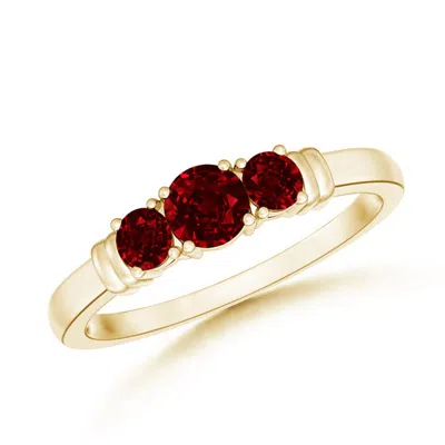 Angara Vintage Style Three Stone Ruby Wedding Band In Gold