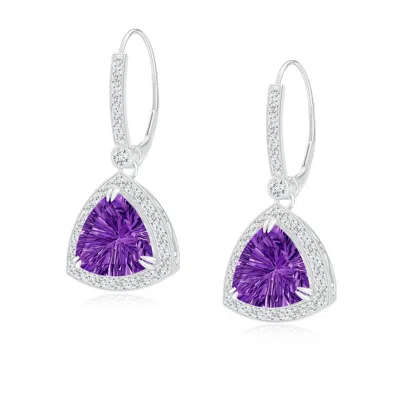 Angara Vintage Style Trillion Concave-cut Amethyst Earrings In Metallic