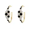 Angara White & Enhanced Black Diamond Cluster Asymmetrical Hoop Earrings In Yellow Gold/black