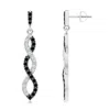 Angara White And Enhanced Black Diamond Infinity Dangle Earrings In White Gold/black