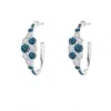 Angara White & Enhanced Blue Diamond Cluster Asymmetrical Hoop Earrings In White Gold/teal Blue