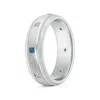 Angara White & Enhanced Blue Diamond Low Dome Comfort Fit Ring For Him In White Gold/teal Blue