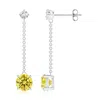 Angara Yard Chain Fancy Intense Yellow Diamond Drop Earrings In White Gold/fancy Intense