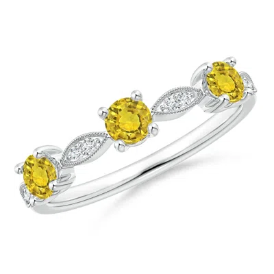 Angara Yellow Sapphire & Diamond Marquise And Dot Ring