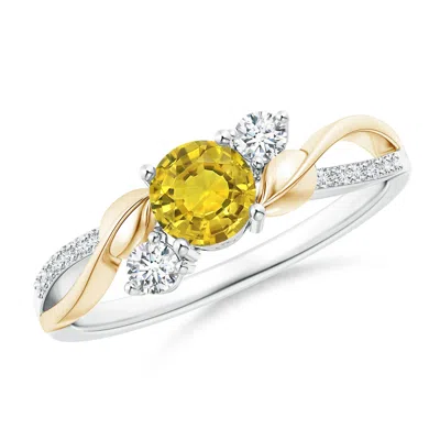 Angara Yellow Sapphire And Diamond Twisted Vine Ring In Multi
