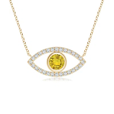 Angara Yellow Sapphire Evil Eye Pendant With Diamond Accents In Gold