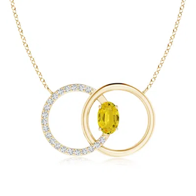 Angara Yellow Sapphire Interlocking Circle Necklace With Diamonds In Gold