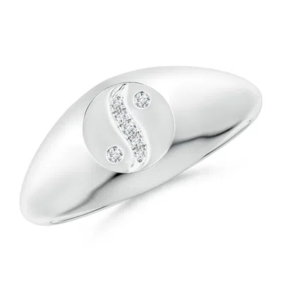 Angara Yin-yang Diamond Shangri-la Signet Ring In Metallic