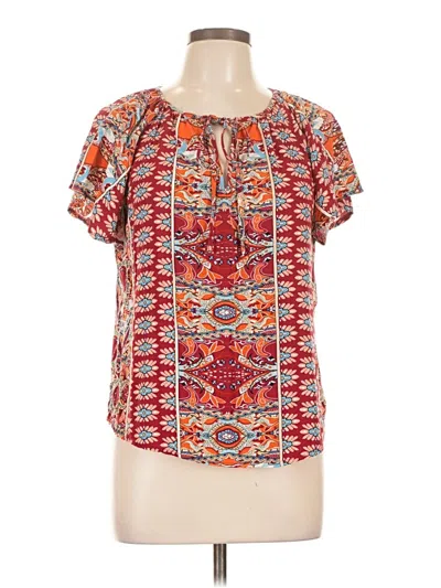 Pre-owned Angashion Short Sleeve Blouse In Orange