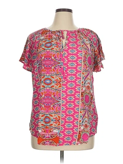 Pre-owned Angashion Short Sleeve Blouse In Pink