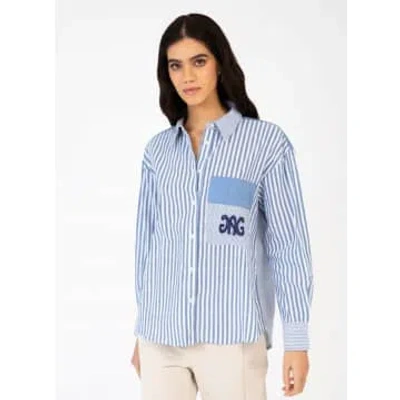 Ange Sissina Blue & White Stripe Shirt