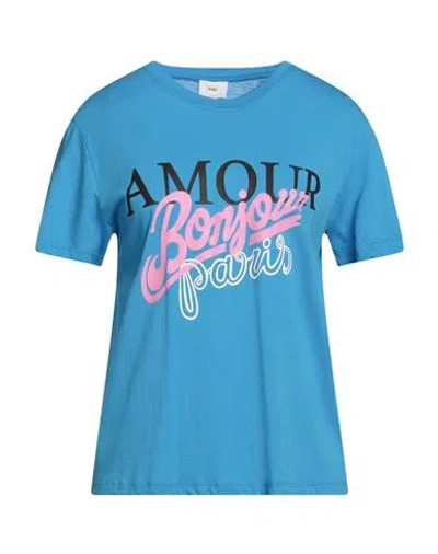 Ange An'ge Woman T-shirt Azure Size M/l Cotton, Modal In Blue