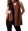 Angel 2-tone Reversible Pocket Shawl In Black/mocha In Multi