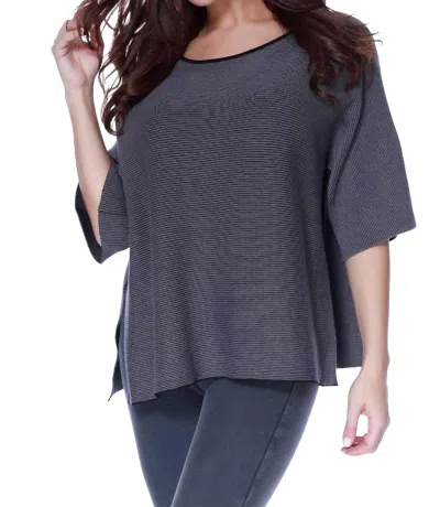 Angel 2-tone High Slit Sweater Poncho In Gray