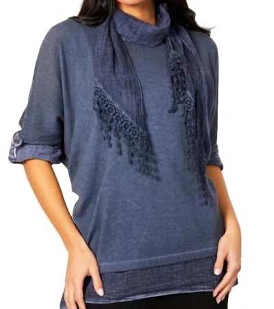 Angel 3-piece Layered Set W/ Scarf In Denim In Multi