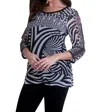 ANGEL 3/4 CREW TUNIC WITH TRIM IN ZEBRA