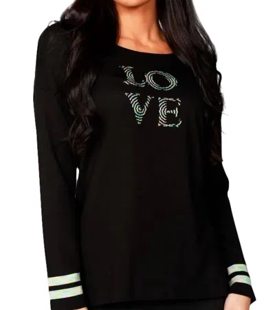 Angel 3/4 Love Crew Sweater In Black/multi