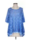 Angel Lace 3/4 Sleeve Tunic In Blue In Blue