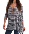 Angel 3/4 Sleeve V-neck Tunic In Denim In Multi