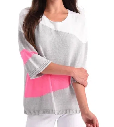 Angel Abstract 3/4 Sleeve Sweater In Gray Multi