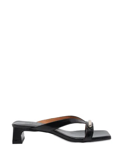 Angel Alarcon 40mm Leather Heeled Sandals In Black
