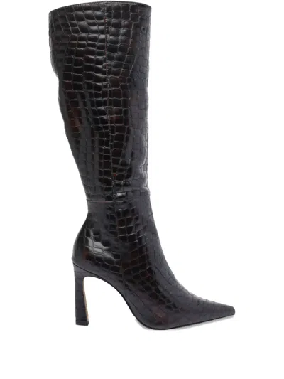ANGEL ALARCON 95MM CROCODILE-EFFECT ZIP-DETAIL BOOTS
