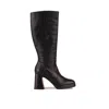 Angel Alarcon Leather Boot With Wide Heel And Platform In Black