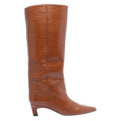 Angel Alarcon 50mm Leather Pointed Boots In Brown