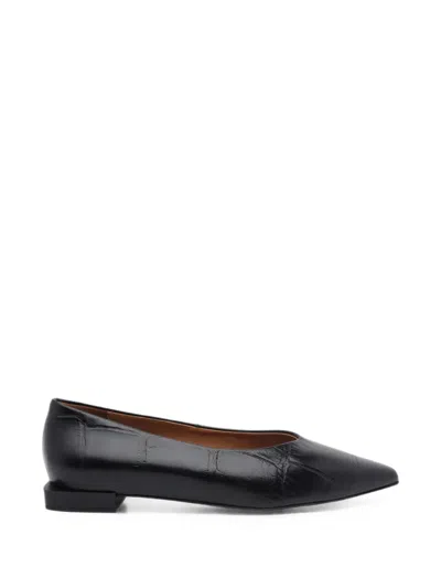 Angel Alarcon Croc-effect Pointed-toe Ballet Flats In Black