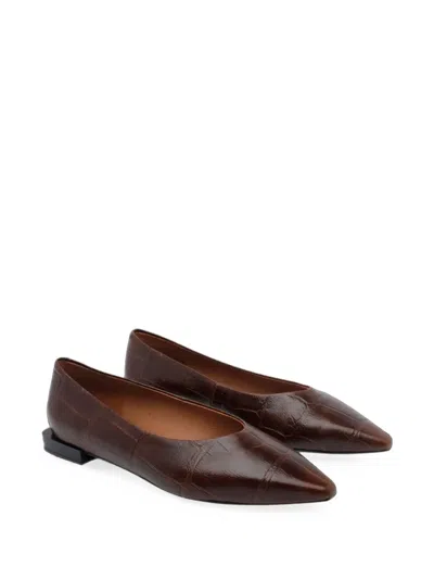 Angel Alarcon Croc-effect Pointed-toe Ballet Flats In Braun