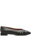 Angel Alarcon Eyelet-embellished Square-toe Ballet Flats In Black