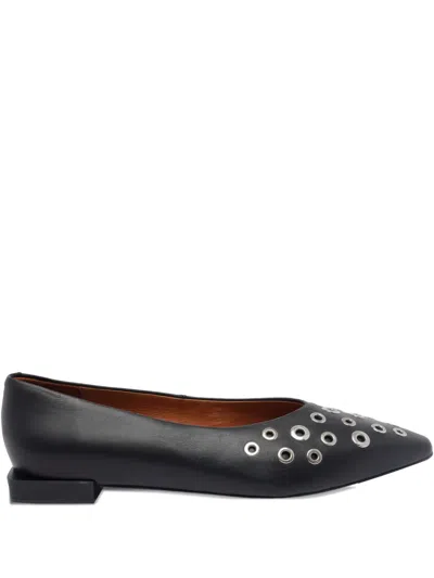 ANGEL ALARCON EYELETED POINTED-TOE BALLET FLATS