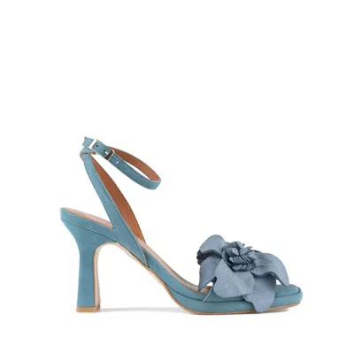 Angel Alarcon Fleur Heeled Sandal With Suede Floral Trim