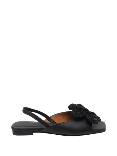 Angel Alarcon Flower Square-toe Slingback In Black
