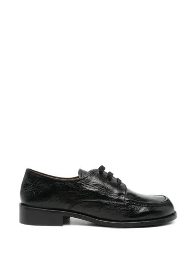 Angel Alarcon Lace-up Crinkled-effect Derby Shoes In Black