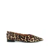 Angel Alarcon Leather Ballerina With Flat Heel And Leopard Print Decoration