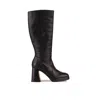 Angel Alarcon Leather Boot With Wide Heel And Platform In Black