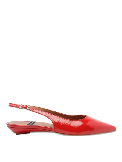 Angel Alarcon Leather Flat Pumps In Red