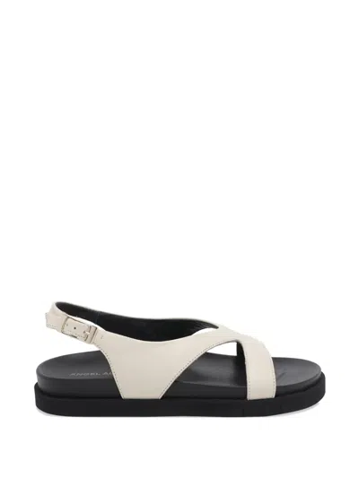 Angel Alarcon Leather Flat Sandals In White