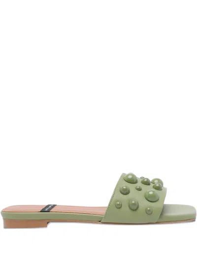 Angel Alarcon Leather Sandals In Green