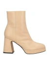 Angel Alarcon Ángel Alarcón Woman Ankle Boots Beige Size 9 Leather In Sand