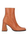 Angel Alarcon Ángel Alarcón Woman Ankle Boots Brown Size 8 Leather In Multi