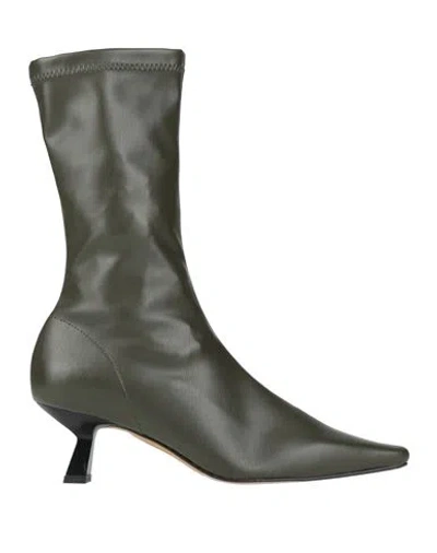 Angel Alarcon Ángel Alarcón Woman Ankle Boots Military Green Size 8 Leather